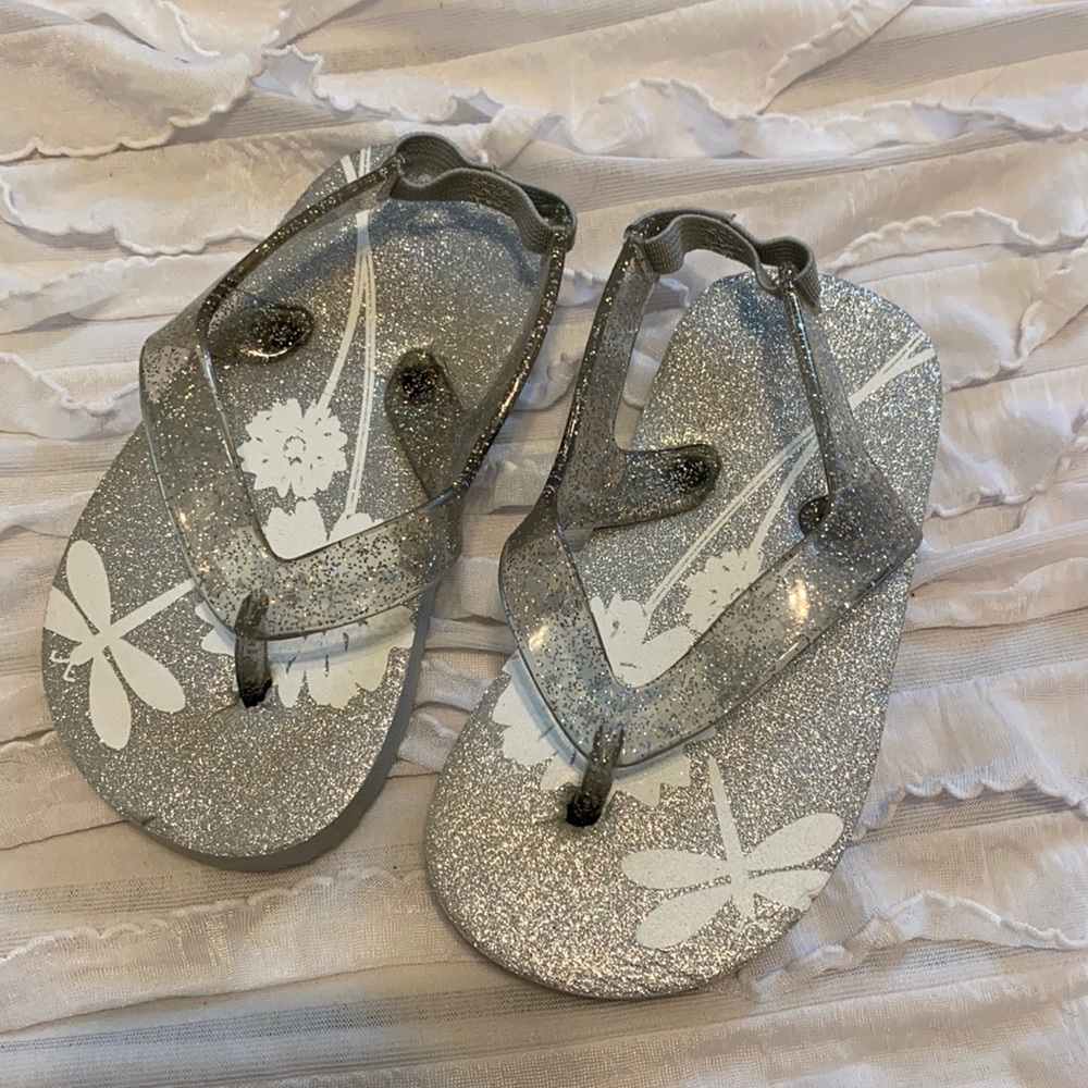 Silver flip flops